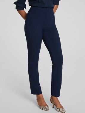 SPANX supersmooth PerfectFit Ponte pbp Slim Straight Pant Timeless Navy Sz SP